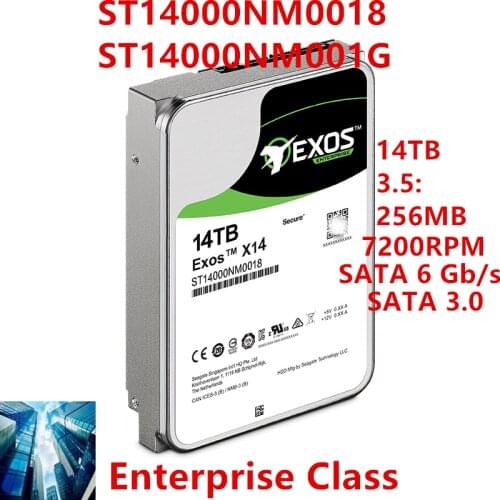 New HDD For Seagate Brand 14TB 3.5" 256MB 7200RPM For Internal HDD For Enterprise Class HDD For ST14000NM0018 ST14000NM001G