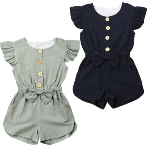 1-6T Summer Toddler Baby Girls Short Sleeve Romper Jumpsuit One Piece Playsuit Sunsuit Kids Girl Overalls Outfits Clothes