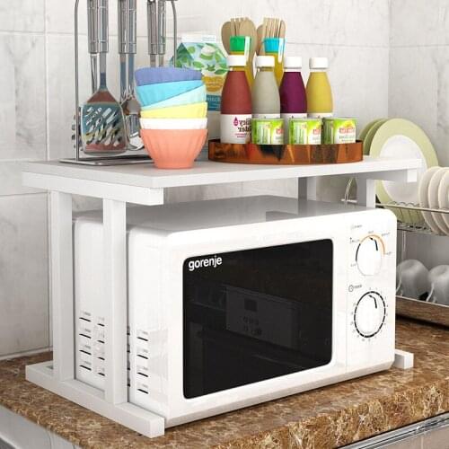 Simple Kitchen Rack Single-Layer Microwave Oven Rack Kitchen Supplies Storage Rack Double-Layer Seasoning Rack Oven Rack