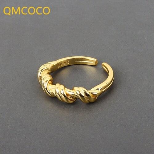 QMCOCO 925 Sterling Silver Whorl Twist-Shaped Adjustable Index Finger Ring Fashion Jewelry Elegant Gorgeous Charm For Women Ring