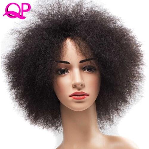 QP Hair Afro Kinky straight Wig African Short Wig For Women 99J high temperature fiber Cosplay Synthetic Wig