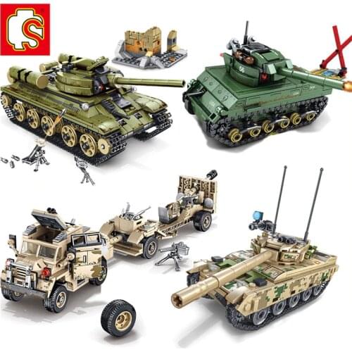 SEMBO Military Tank Vehicle Building Blocks Main Battle Tank Model Weapon War WW2 Army Figure Soldier DIY Educational Brick Toys
