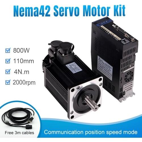 110ST-M04030 220V 0.8KW AC Servo motor 2000RPM 4N.M. 800W servomotor 3-Phase ac drive permanent magnet Matched Servo Driver