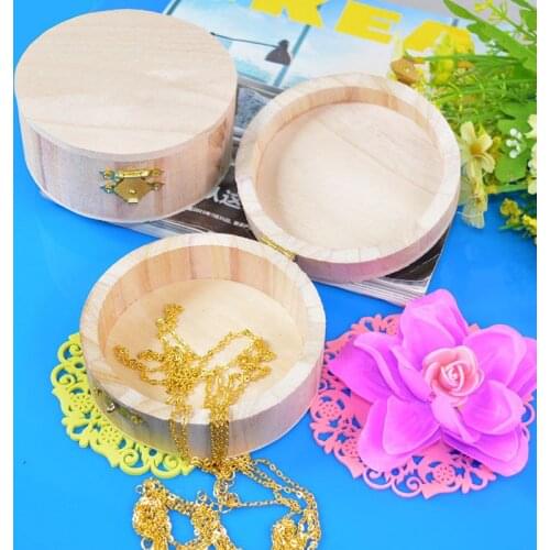50pcs/lot Jewelry Box Round Wooden Box Boutique Gift Wooden Box Gift Jewelry Box