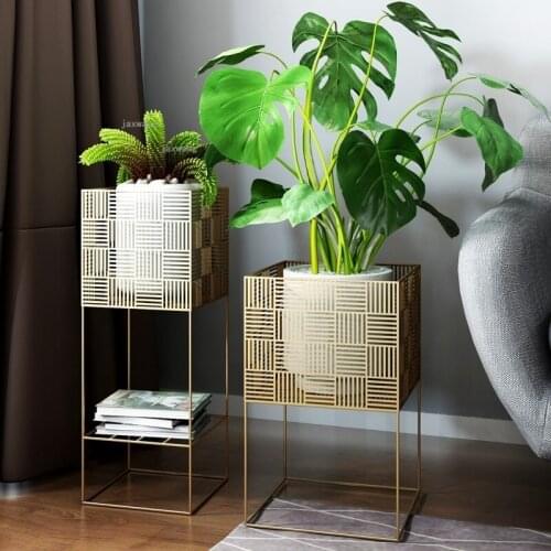 Nordic Wrought Iron Living Room Flower Racks Outdoor Balcony Floor Type Flower Pot Stand Creative Courtyard Garden Plant Shelves