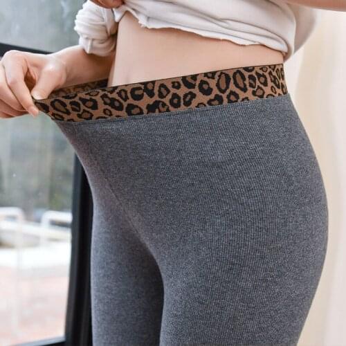 SVOKOR Cotton Striped Warm Leggings Women Leopard Sexy Winter Knitted Thick Leggings Solid Winter Pants Slim Stretch Female