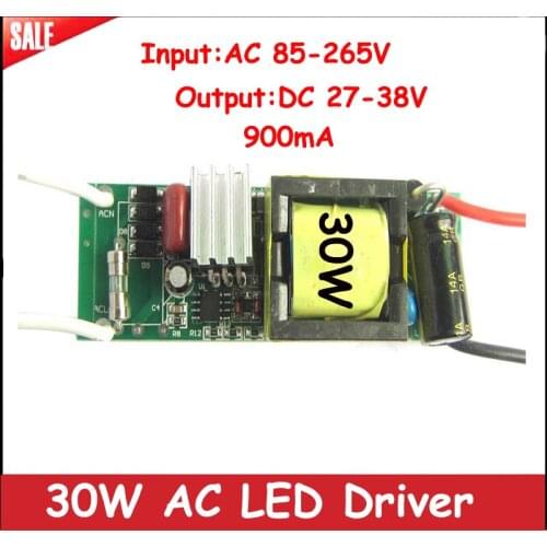 High Power 30w Input AC 110-220V Output DC 27-38V 900mA LED Driver Power Supply For 50w LED Plant Growth Light