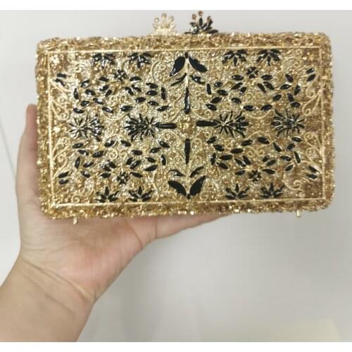 XIYUAN Lady Flower Diamond Clutch Bag Women Clutches Diamond Minaudiere Bag Wedding Cocktail Party Crystal Evening Purse Handbag