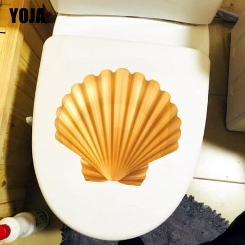 YOJA 21.9×20.1CM Golden Scallop Fashion Toilet Cover Decor Stickers Creative Home Wall Decals T1-2837