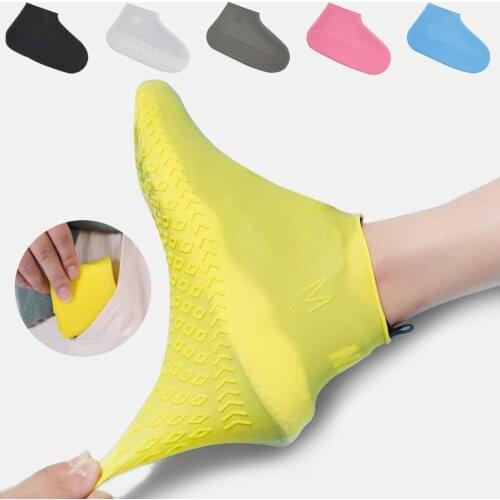 Unisex Shoes Covers Protectors Material Overshoes Waterproof Reusable Silicone Rain Boots Men For Outdoor Rainy Days Yellow