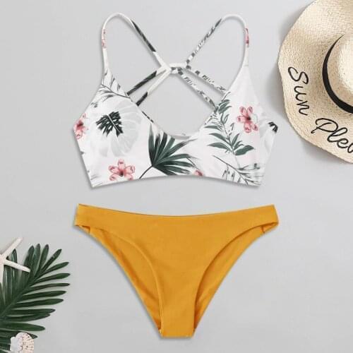 KANCOOLD Womens swimsuits Women Sexy Floral Random Print Bikini Set Padded Push-Up Two Pieces Swimsuit Beachwear bathing suits