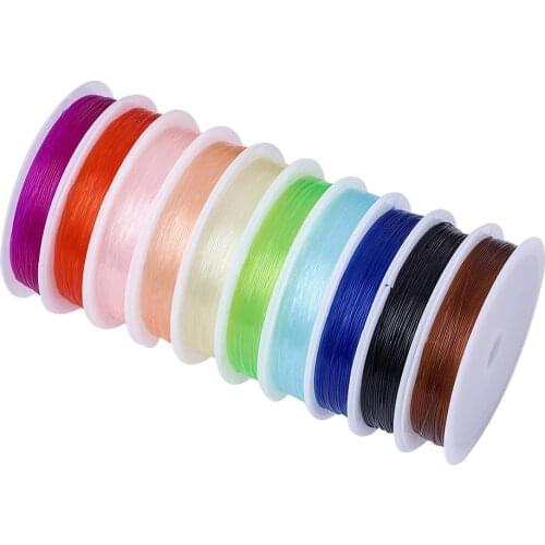 10 Rolls Jewelry DIY Beading Cords Crystal Thread Cords 0.8mm for Stretch Bracelet Making Mix Color 10m/roll