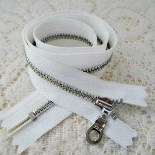 10 PCS/LOT MOST FREE SHIPPING Metal Ykk Zipper CLOSE END Bright White FOR Leather Bag Trousers Pant POCKET Sewing Accessories