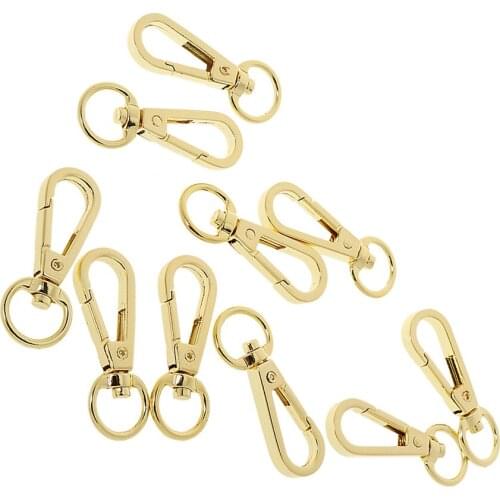 10x Alloy Spring Snap Hooks Clasps Keychain Key Chain Golden