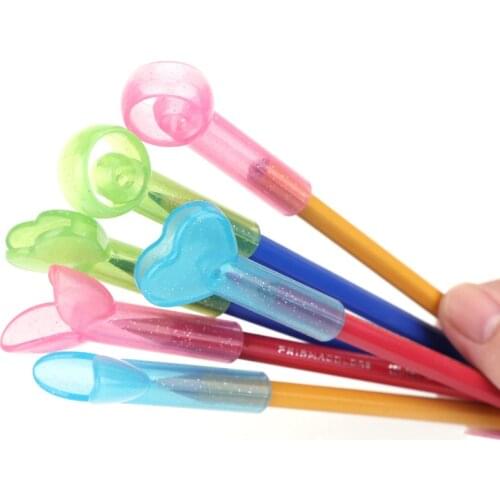 12pcs/Lot Pencil Cap Cute Pencil Extender Safety Pencil Grips For Kids Handwriting Student Pencil Topper Office School Supplies
