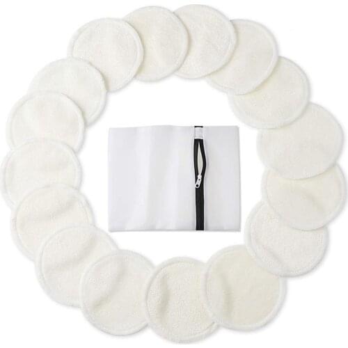 16Pcs 3 Layers Reusable Facial Cleaning Bamboo Cotton Rounds Makeup Remover Pads