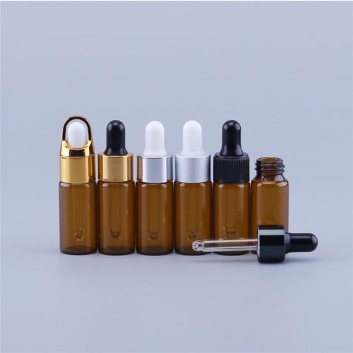 200pcs/lot 10ML Essential Oils Bottle With Dropper Amber Glass Dropper Bottle Mini Essential Oil