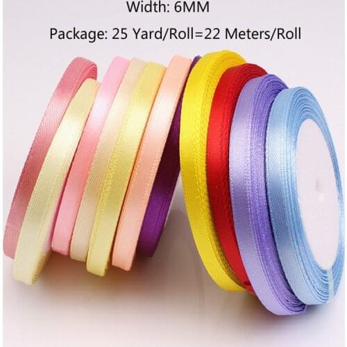 22 Meters 6mm Polyester Satin Ribbons for Wedding Christmas Party Decorations DIY Bow Craft Ribbons Card Gifts Wrapping Supplies