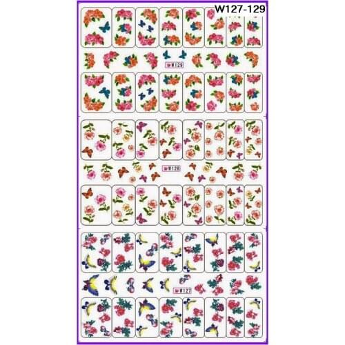 3 PACKS / LOT NAIL ART WATER TRANSFERS STICKERS NAIL DECALS LACE SMILE GIRL FLOWER W127-144