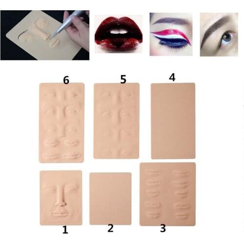 3D Silicone Permanent Makeup Tattoo Training Practice Fake Skin Blank Eye Lips Face for Microblading Tattoo Machine Beginner 1p