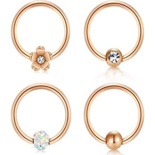 JFORYOU 4 Pcs 16G Trague Cartilage Rings Earrings Daith Stainless Steel Horseshoe Rings Conch Helix Earrings Piercing Jewelry