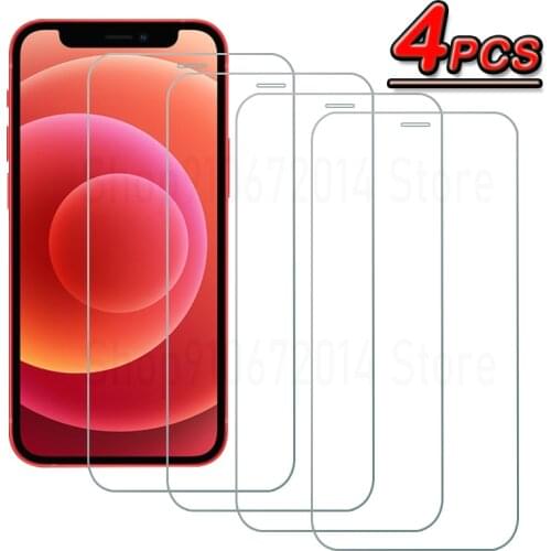 4PCS Protective Glass For iPhone 11 12 Pro Max 7 8 6s Plus SE 2020 Screen Protector For iPhone XR X XS Max 12 Mini Tempered Glas