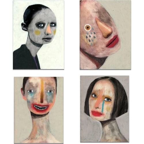 Weird Girl Abstract Poster Canvas Print Painting Wall Art Living Room Home Decoration