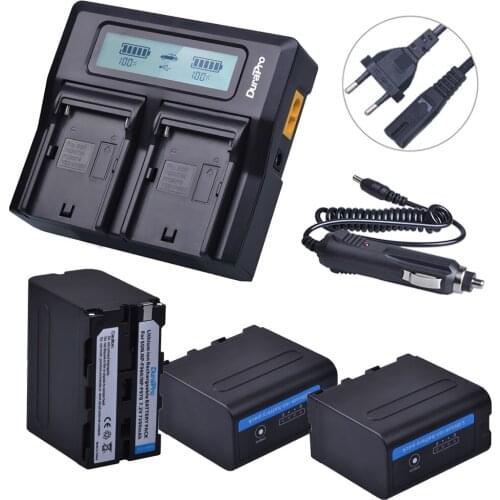 3x 7200mAh NP-F970 NP F970 Power Display Battery + Ultra Fast 3X faster LCD Dual Charger for SONY F930 F950 F770 F570 CCD-RV100