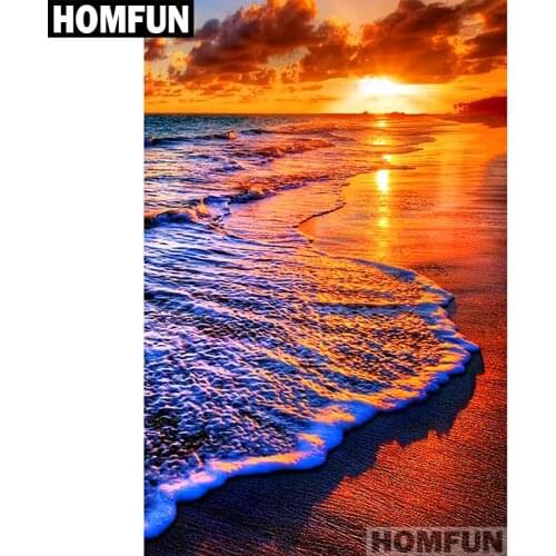 HOMFUN Full Square/Round Drill 5D DIY Diamond Painting "Seaside sunset" Embroidery Cross Stitch 5D Home Decor Gift A01310