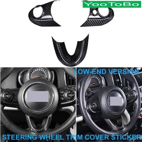 Car Real Carbon Fiber Steering Wheel Trim Cover Panel Decorative Sticker Low-end For BMW Mini Cooper F54 F55 F56 F57 F60 2015-Up