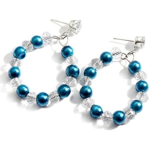 Pearl Big Circle Earrings Beaded Pearl Round Drop Earrings For Women Earing Jewelry Crystal Zircon Earings French Earring A812