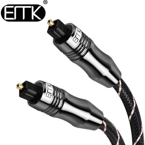EMK Digital Toslink SPDIF 5.1 Optical Fiber Audio Cable with braided jacket 1m 2m 3m 5m 10m 15m