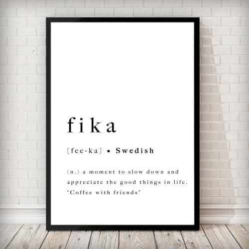 Fika Swedish Quote Print Inspirational Poster Sweden Scandinavian Canvas Painting Modern Wall Art Pictures Home Decor Artwork
