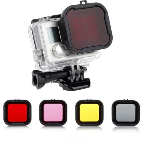 Diving Filter Yellow Red Purple Grey Pink Underwater Dive Filtors for Go Pro Hero 3+ 4 Waterproof case Accessories