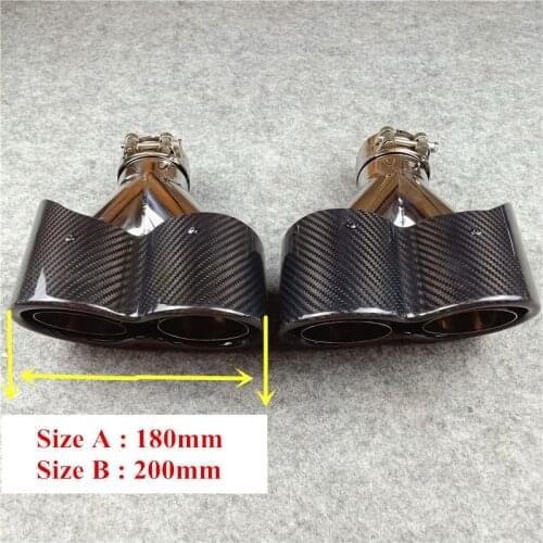 1 Pair Y Model Glossy Carbon Exhaust Tips Car tailpipe + 304 Stainless Steel For Akrapovic Dual Carbon Muffler Nozzles Exhaust