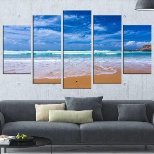 HD Pictures Wall Art Serene Atlantic Seashore Canvas Painting Home Decor 5 Pieces Seaview Modular Poster Framed For Living Room
