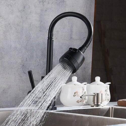 Kitchen 304 Stainless Steel Deck Mounted basin Faucet Blackened Universal Rotation Faucet Hot Cold Mixer a Tap