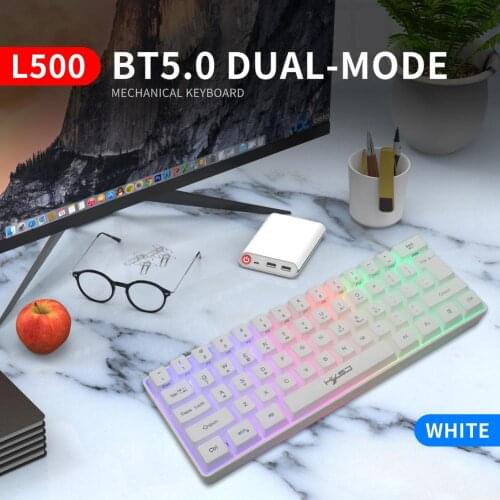 L500 61 Keys Wireless Luminous Membrane Keyboard Bluetooth V5.0＆2.4 GHz Dual Mode System Compatibility Durable Construction