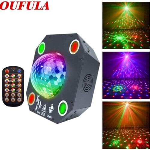 AOSONG Laser Lamp Magic Ball Projection Colorful 7 Colors Stage Lamp New 120 Patterns Bar KTV Flash Disco Remote Control