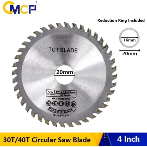 CMCP 4inch Wood Saw Blade 30T 40T Carbide Circular Saw Blade Diameter 20mm Wood Cutting Disc Saw Blade For Wood