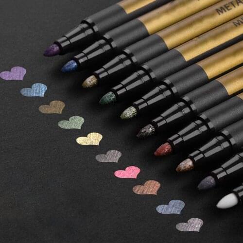 10 Assorted Colors Premium Metallic Metal Marker Paint Pens For Scrapbooking Crafts DIY Photo Album Art Rock Painting Card Maker