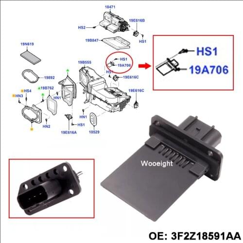 New HVAC Front Heater Blower Motor Resistor 3F2Z18591AA 973-444 53-69629 For Ford Escape Expedition F-150 F-250 Fiesta 4 Pins