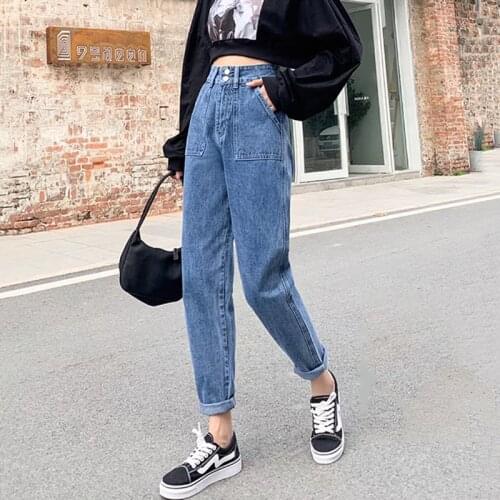 New Loose Jeans Female Trousers Simple Design High Quality Cozy All-match Jeans Students Daily Casual Straight Denim Pants