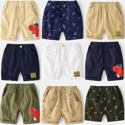 Cute Dinosaur Summer Boys Shorts Elastic Waist Kids Knee Length Pants Trousers Childrens Clothes Quality Cotton Fabric
