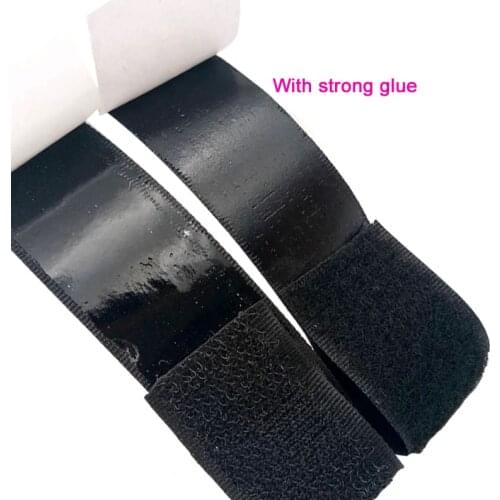 Self Adhesive 16/20/25/30/38/50mm*1M Black White Hook Loop Adhesive Fastener Tape Nylon Klittenbandsluiting Tape with Glue