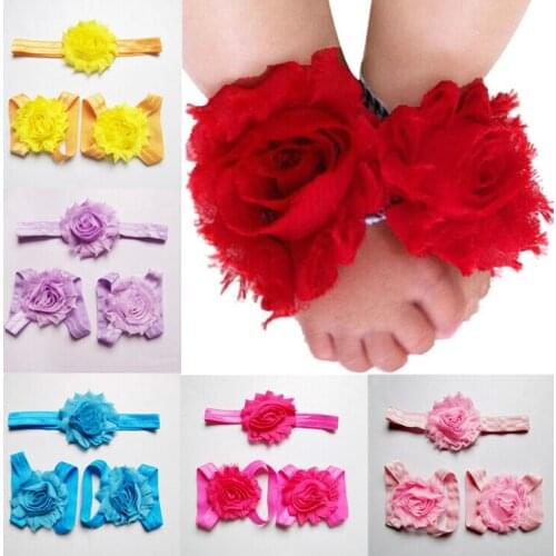 Shabby Flower Sandals Barefoot Sandals With Shabby Flower Headbands
