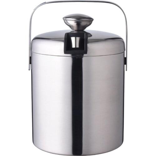 Silver 1300ML Double Wall Insulated Stainless Steel Ice Bucket Wine Chiller Iceless Wine Cooler Champagne Bucket With Handle
