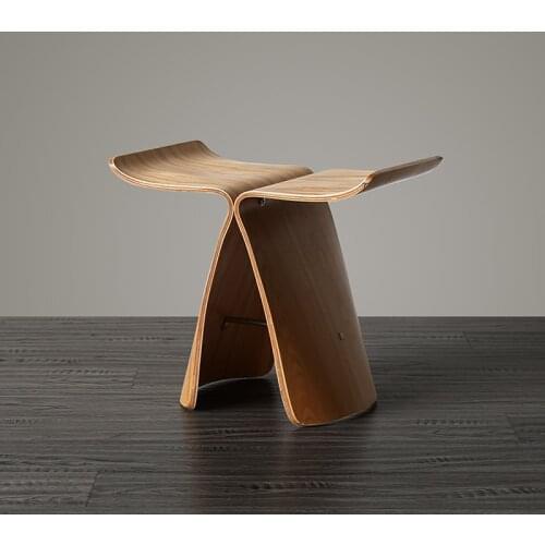 Northern Europe Wooden ottoman Shoes stool Sori Yanagi Style Butterfly Stool Originality household Multi Color Low stool WY430