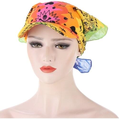 2021 High Quality New Unisex Sunscreen And Windproof Printed Square Scarf With Brim Scarf Hat Sun Shading And Ventilation Turban
