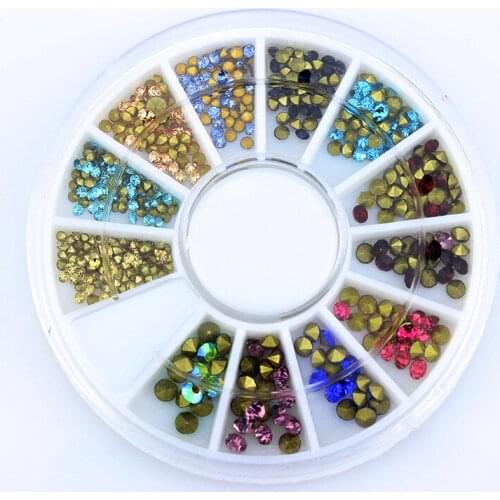 Nail art mix colors&sizes pointed back shinning glass rhinestone for nail/phone/bag/clothes